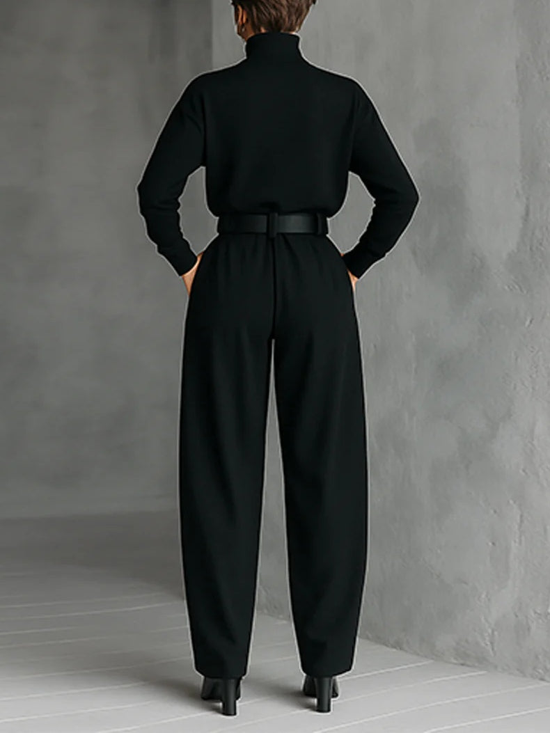 Nancy™ | Turtleneck & High-Waist Pants Set with Belt