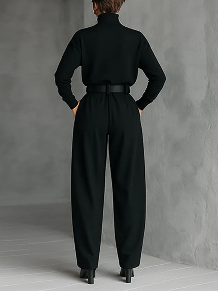 Nancy™ | Turtleneck & High-Waist Pants Set with Belt