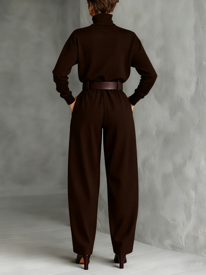 Nancy™ | Turtleneck & High-Waist Pants Set with Belt