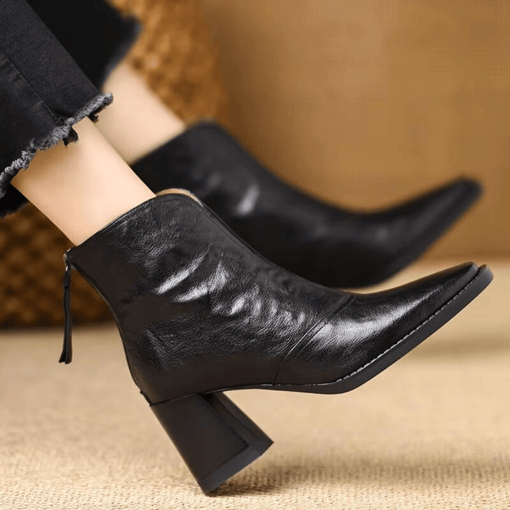 Claudia™ | Luxe Ankle Boots with a Mid-Height Heel