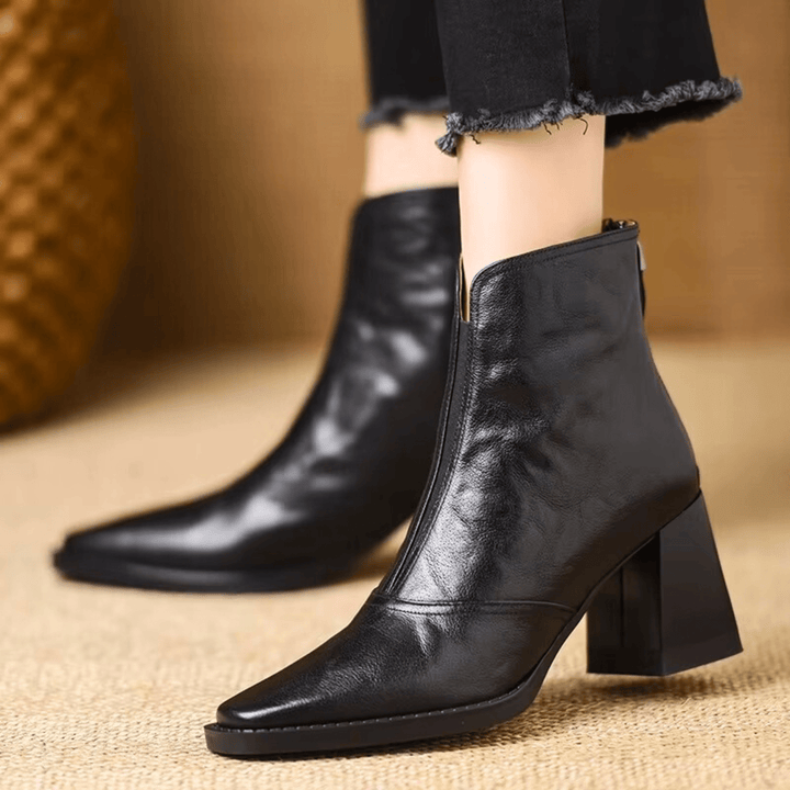Claudia™ | Luxe Ankle Boots with a Mid-Height Heel