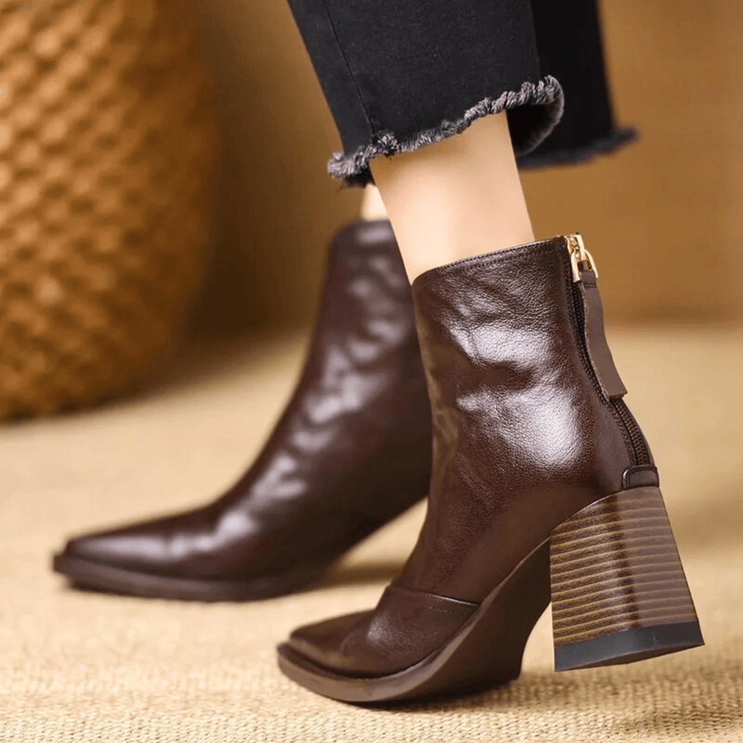 Claudia™ | Luxe Ankle Boots with a Mid-Height Heel